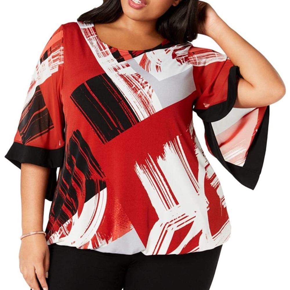Alfani women’s red printed blouse 1X